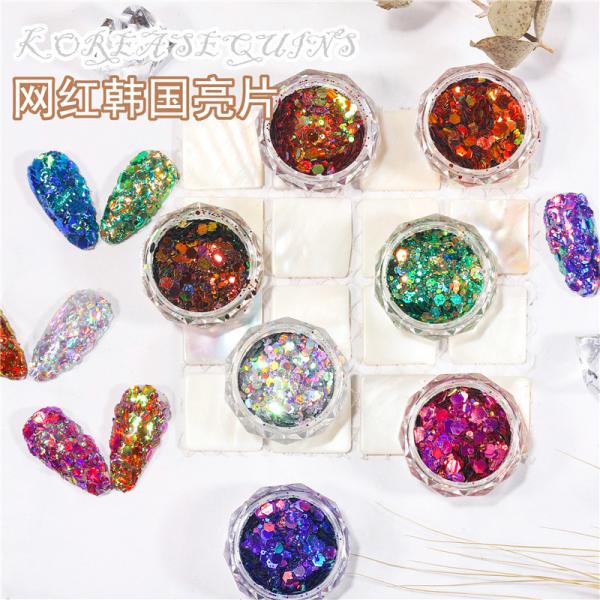 MSDS Certified Chunky Glitter Sequins for Nail Art Decoration in Pink Color Bulk