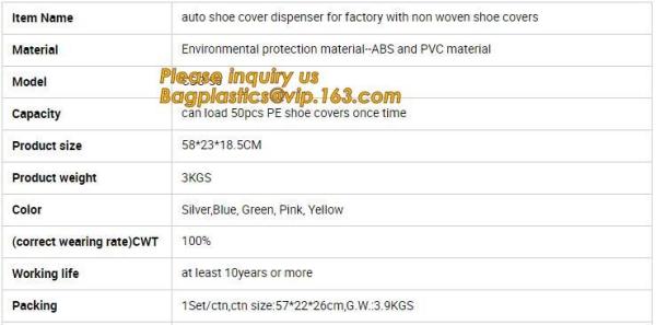 Disposable auto shoes cover dispenser for factory with non woven shoes cover, shoes cover machines, cover machines, cove