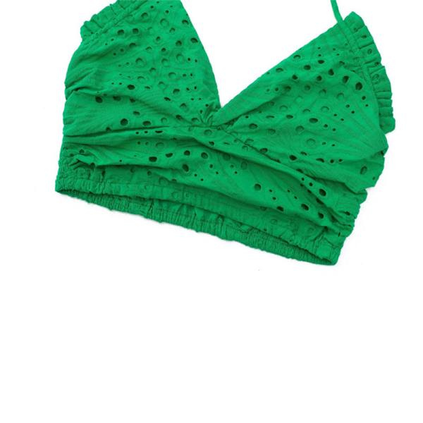 Halter вышивки верхних частей танка Strappy женщин безрукавный пефорированный сексуальный Backless