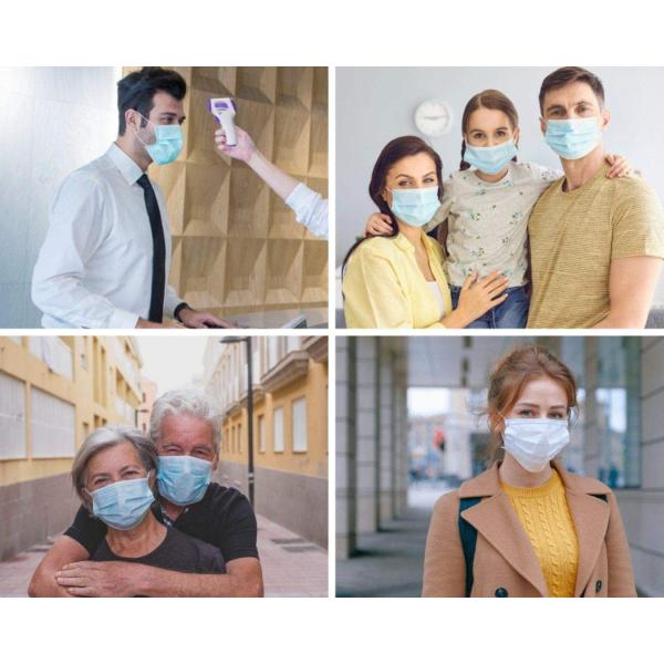 Blue Latex Free 17.5*9.5cm Non Woven Disposable Face Mask