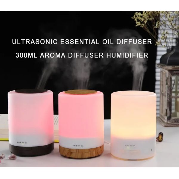 High Quality 300ml Wood Grain Aroma Oil Diffuser Electric Essential Oil Humidifier with Dazzle Cup for Home Bedroom SPA