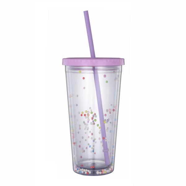 Cream Straw Cup Girl-Themed Plastic Double-Layer Water Cup Gift Logo Customization