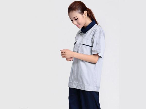 CVC Fabric Industrial Work Uniforms Anti - Shrink With Company Embroidery Logo