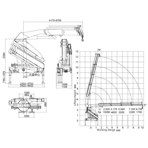 Японская тележка Isuzu LHD 6X4 установила кран заграждения костяшки 10T
