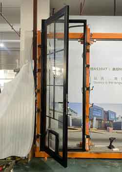 AS100 Series Aluminum Swing Door with French Grid Design, 6063-T5 Aluminum Alloy & Double-layer Tempered Glass