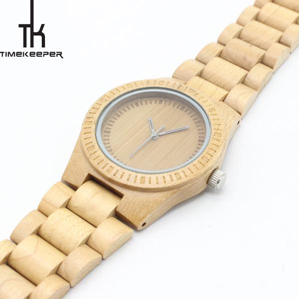 Auto Date Maple Wood Watch / Japan Quartz Wood Womens Watches Repeater