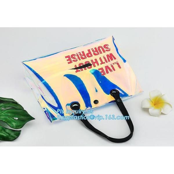 custom pvc handle bag,pvc gift bag, packaging packing handle bag with button close, vinyl clear pvc tote bags, Reusable