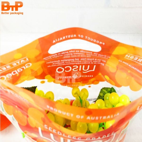 The OEM Fruit Packaging Bag Orange Clear Plastic Bag With Holes and Zipper for Fruit Packing