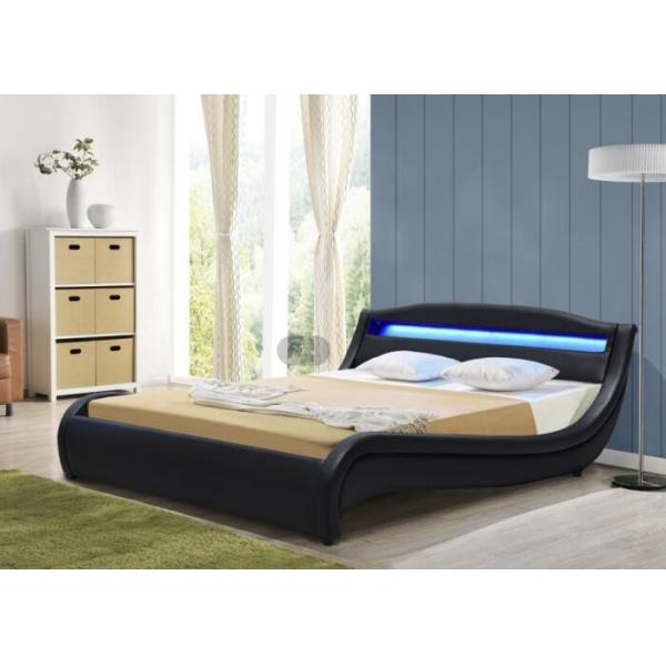 СИД ROSH обило машинную плиту короля Размера Низк Современн Деревянн Faux черноты переклейки кровати кожаную