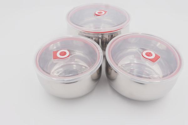 14-18cm 3pcs Customizable new round food bento set 201# stainless steel leak proof mixing bowl