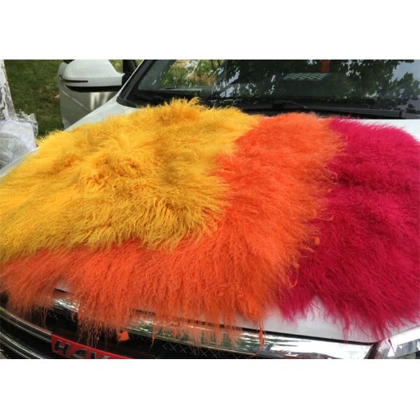 Suavidad mongol teñida verde oscuro de la manta 60 X120cm del tiro de la corderina con el pelo largo