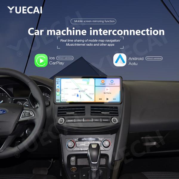 Yuecai 12.3インチ GPS & Androidベース ユニバーサルカーDVDプレーヤーフレーム ダッシュボードパネル Ford Focus 2012-2018用