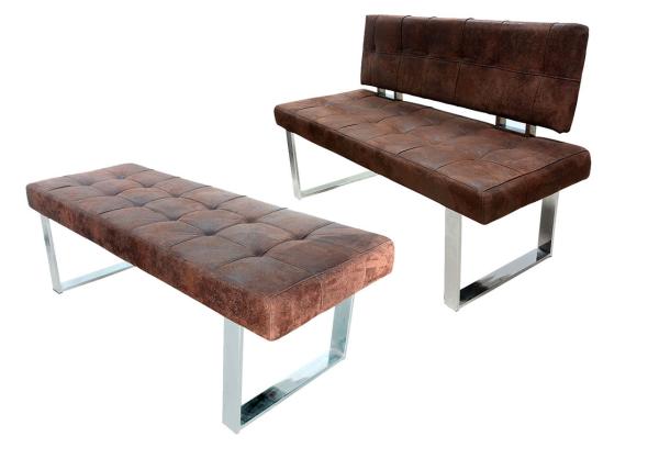 1.4 Meter Chrome Upholstered Dining Bench Plywood Material Tear Resistant