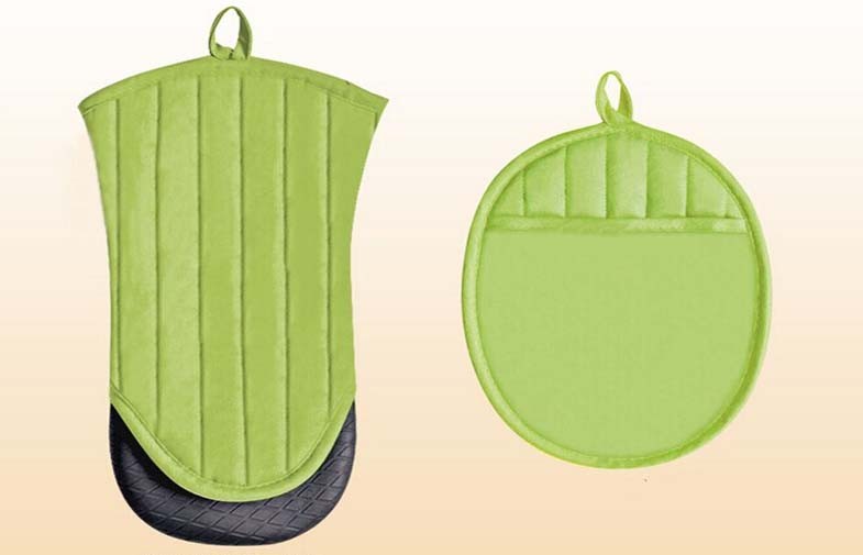 Зеленые Washable тканья кухни неопрена установили 2 части для домочадца