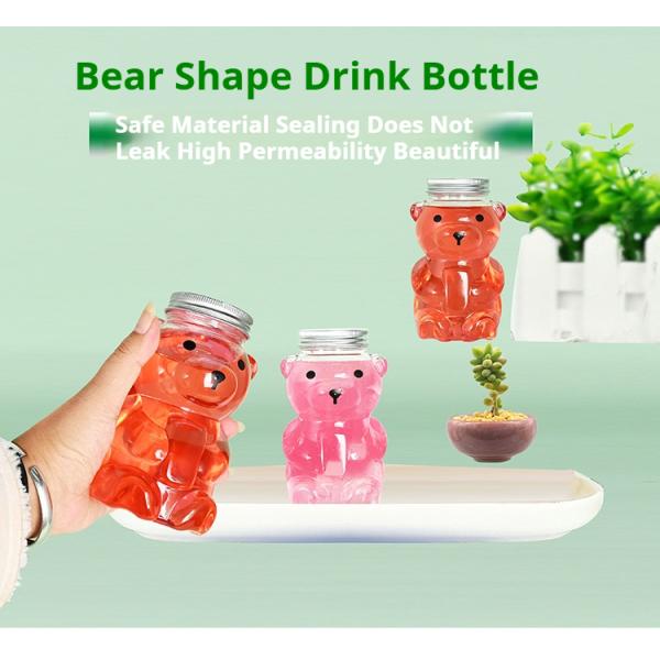 Hot-Selling 500ml Creative Bear Panda Shaped Plastic Drinks Container Milk Tea PET Juice Beverages Candy Bottle With Screw Cap