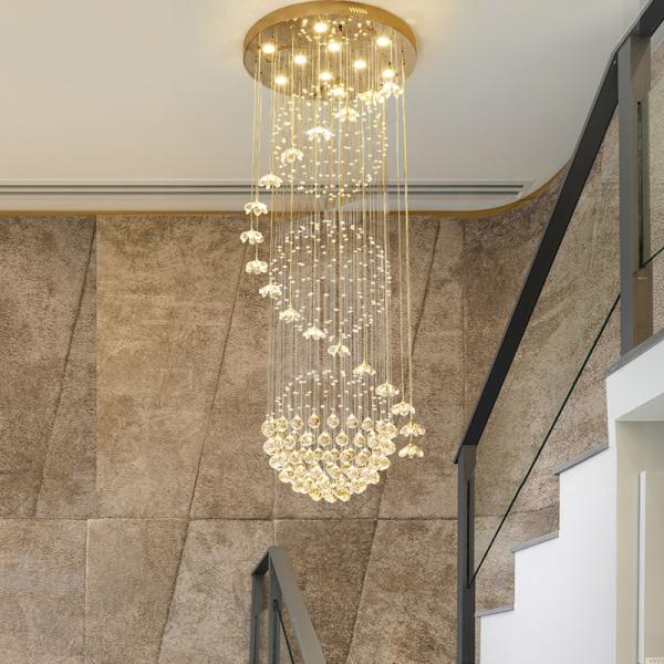 Modern Long Staircase Crystal Chandelier Lighting Indoor Lighting Hanging Luster(WH-NC-27)