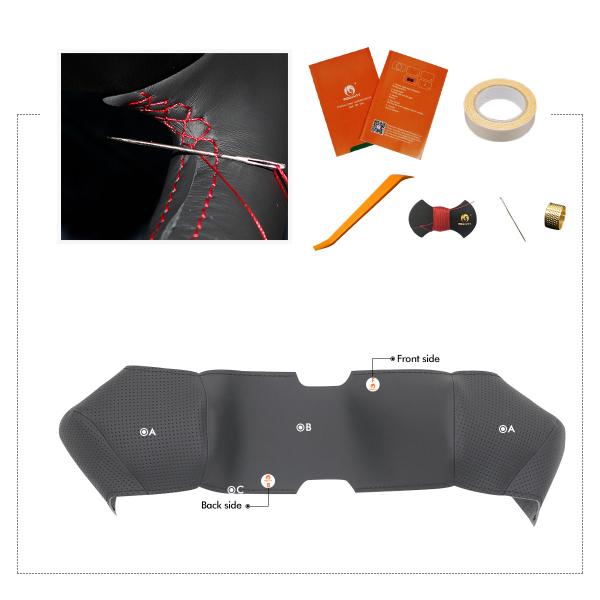 Custom Hand Stitching Black Leather Steering Wheel Cover for Tesla Model S X 2021 2022 2023