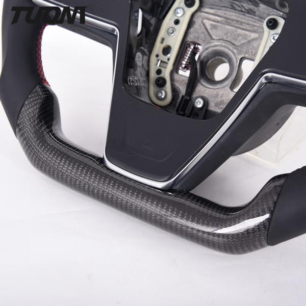Car Flat Bottom Leather Tesla Carbon Fiber Steering Wheel Model Y Yoke