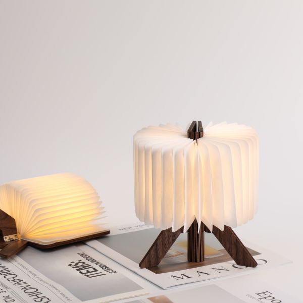 Table Bedside LED Origami Folded Paper Lamp Wooden Night Book Lights For Reading