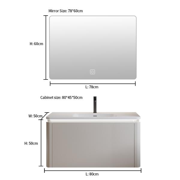 Solid Wood Slate Bathroom Vanity 80*50*48cm Small Wall Mounted Bathroom Cabinet