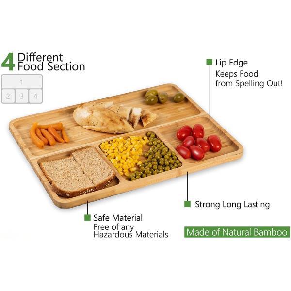 4 отсека фастфуд бамбуковые подносы / разделенные тарелки