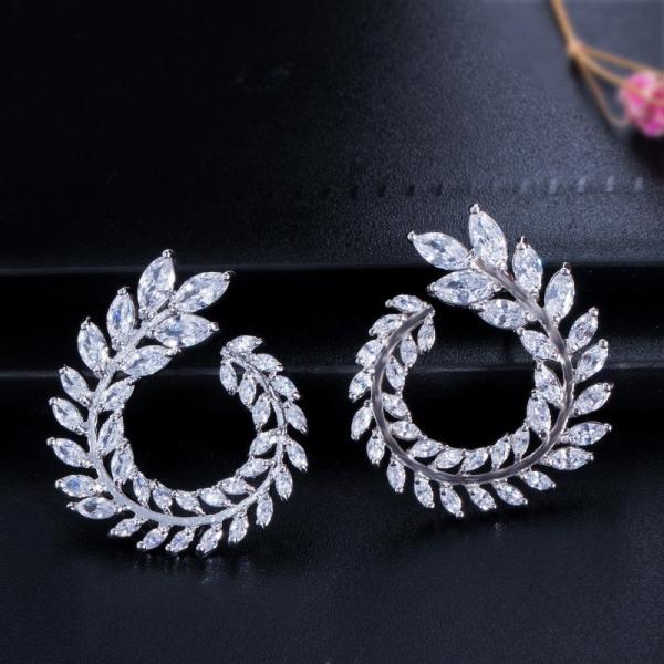 Fashion CZ Necklace Pendant Bridesmaid Gift CZ Crystal Necklace and Earring Sets Big Wedding Jewelry Sets