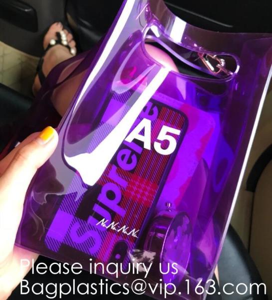 Custom Clear Transparent Holographic Iridescent Ladies Vinyl Tpu Shopper Women Shopping Tote Bag Garment Bags,Storange