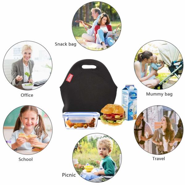 Black Neoprene Insulated Food Cooler bags , Camping Cooler Bag With Zipper