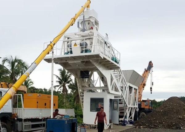 Small Capacity Mobile Concrete Plant , Portable Cement Concrete Batch Mix Plant