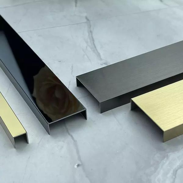PVD Color Coated 304 Stainless Steel U Trim Decorative SS Tile Trim 12mm