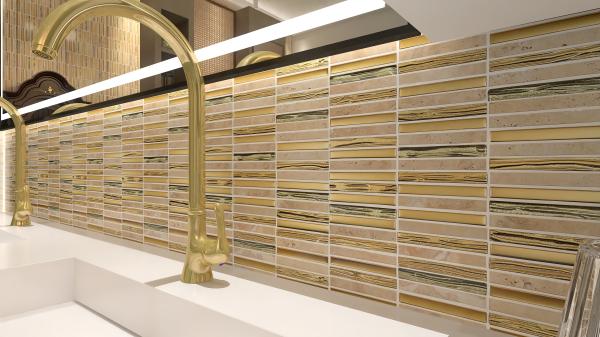 282x294mm Wall Natural Stone Mosaics For Living Room And Balcony Brown Wear-Resistance