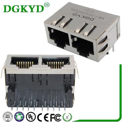 Fêmea de Gigabit Ethernet RJ45 Jack modular do porto duplo do gato 6 da fábrica KRJ-201QWDENL 1000BASE de ODM/OEM