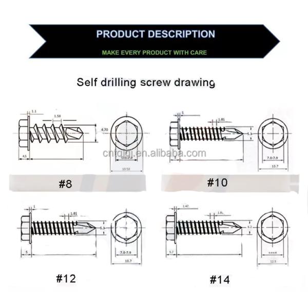 Metric ST3.9 ST4.2 ST4.8 ST5.5 ST6.3 Building Roofing Screw Galvanised Metal Hex Head Tek Wood Stainless Steel Self Drilling Screw