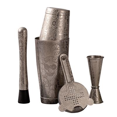 7 Peças Profissional Mixologia Moderna Kit Barman Premium Cocktail Shaker de aço inoxidável