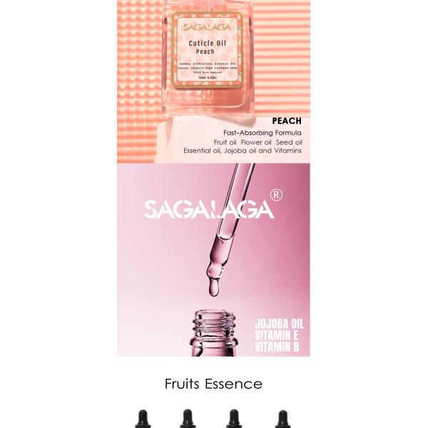 Vitamin E SAGALAGA Nail Cuticle Oil Square Dropper Bottle Custom Logo Nail Care Fruit Flower Oil for Cuticle Format DROPPER