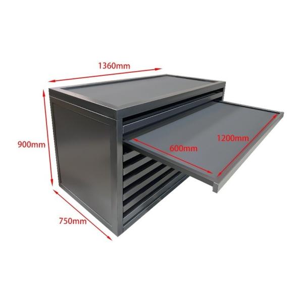 1360mm Tile Display Stand Metal Drawer Cabinet Metal Floor Display With Laminate
