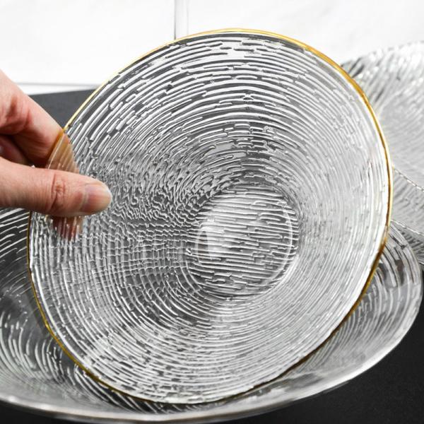 4mm Thick Texture Transparent Glass Plate Cutlery Set