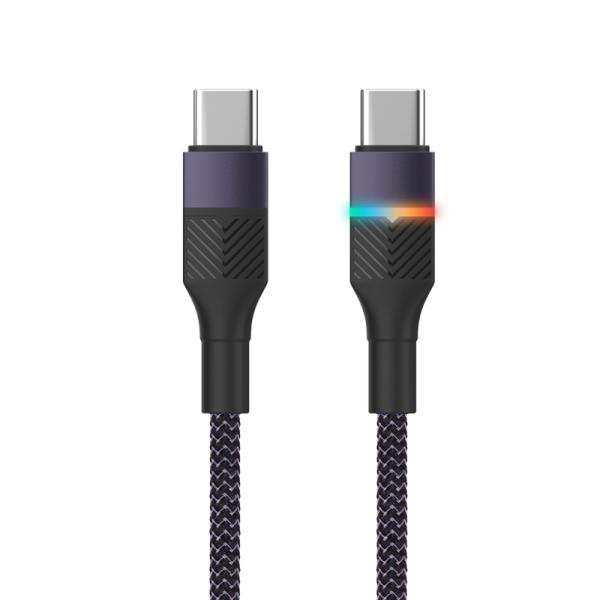 High Speed Braided Multi Function Charging Cable CC60W / CL27W 1M 3A With RGB Light