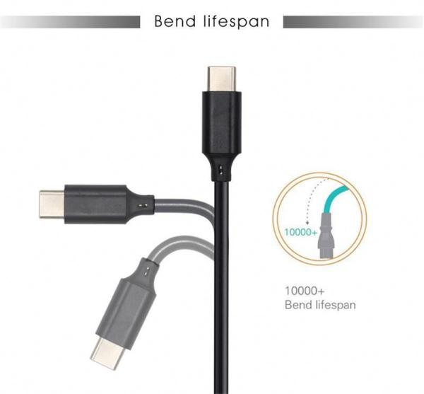 USB A to Type C Fast Charging Cable 1m Black White