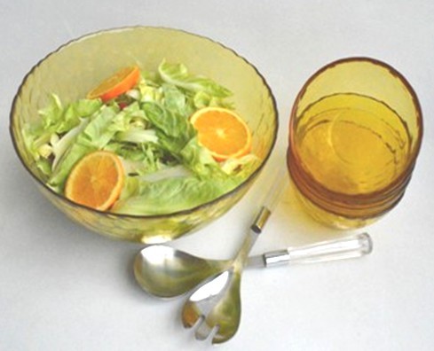 glass salad bowl set