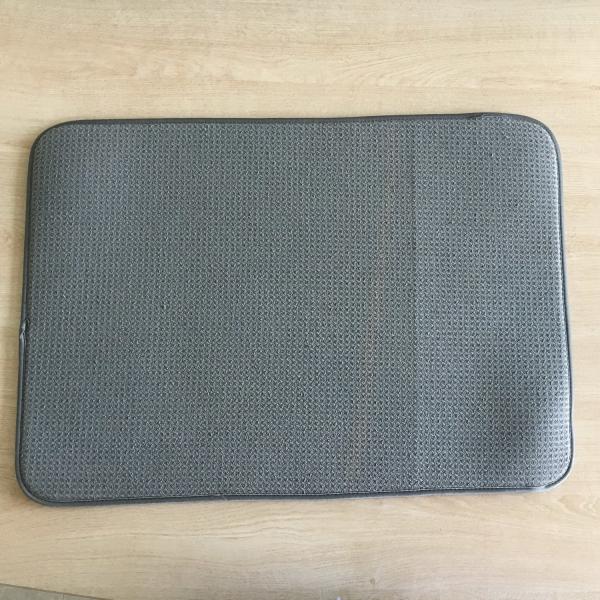 Sinlge packed 1pc Microfiber  printeted water absorb dish mat kitchen water pad with grid patten