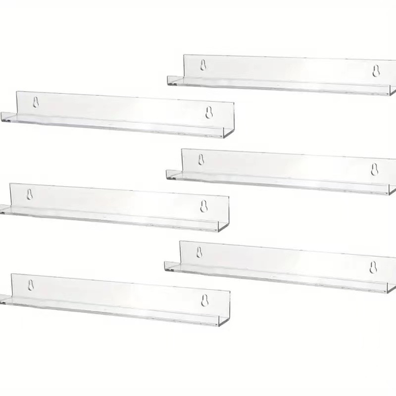 Punch-Free Acrylic Wall Shelf for Bathroom Single Tier Wall Hanging Bookshelf and Decoration Storage Shelf