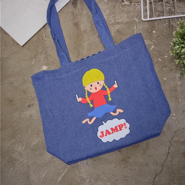 Playful denim shoulder bag printing canvas bag large capacity Meng Mei casual female