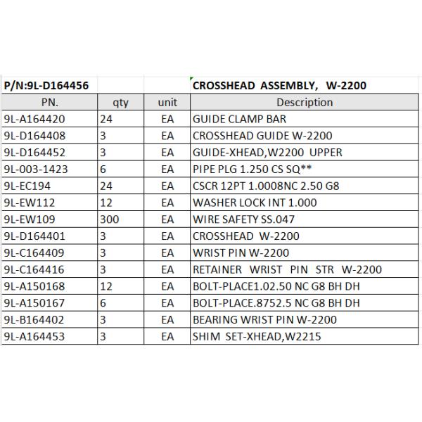 CAMERON LEWCO W-2200 MUD PUMP, W-2214 MUD PUMP LINERS, CAMERON MUD PUMP FLUID END PISTON, CAMERON MUD PUMP ROD ASSEMBLY
