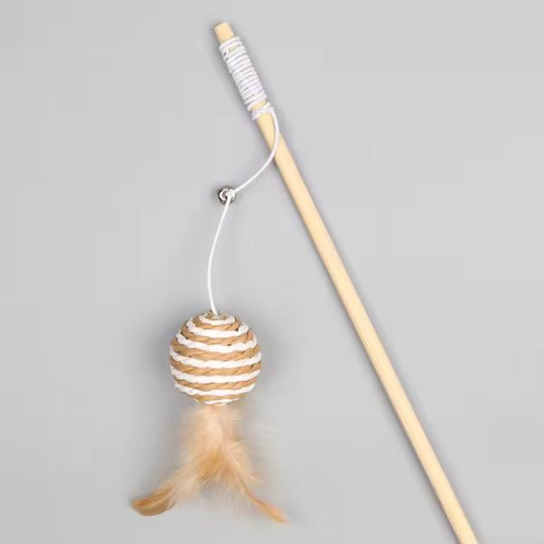 Linen Pet Training Products Mouse Shaped Cat Toy Feather Wand Interactive