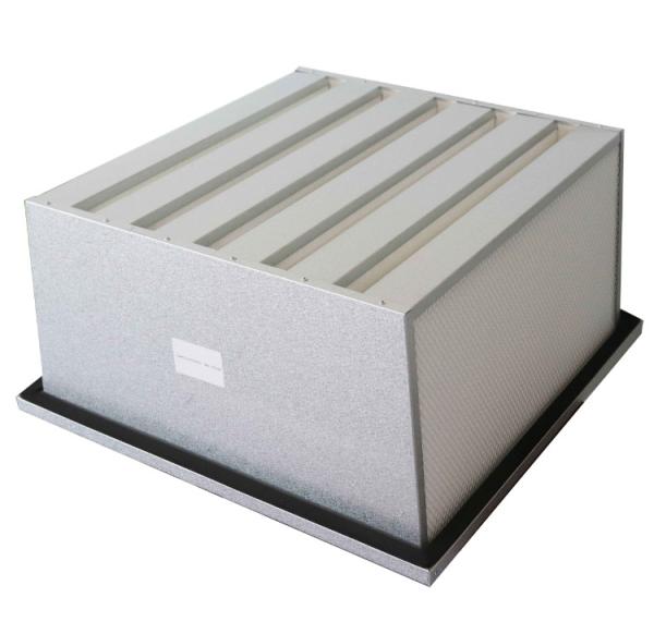 H13 H14 Mini Pleat Reusable Air Filter Flanged Type Compact V-Bank Galvanized