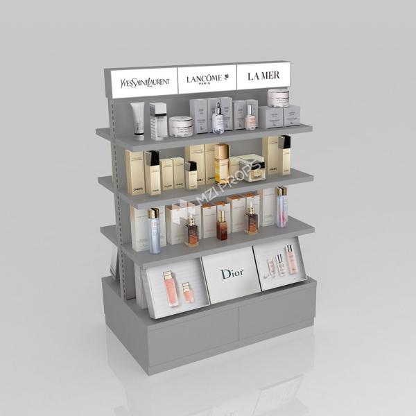 Retail Store Furniture Grey Wooden Island Cabinet For Multi-Functional Store Counter And Luxury Store Interior Design
