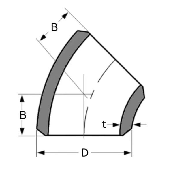 MSS SP-43 1/2'' to 24'' Stainless Steel Butt Weld Pipe Fittings Long Radius Elbows 45 Degree Elbow