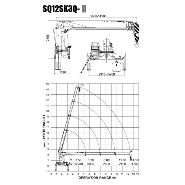 XCMG superior 12 Ton Boom Truck Loader Crane 14.5m Lifting Height
