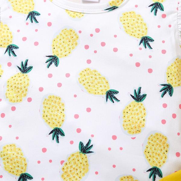 80cm Fruit Print Summer High Waist Suspender Skirt With Suspenders Attached